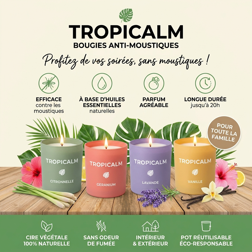 4 bougies anti-moustiques